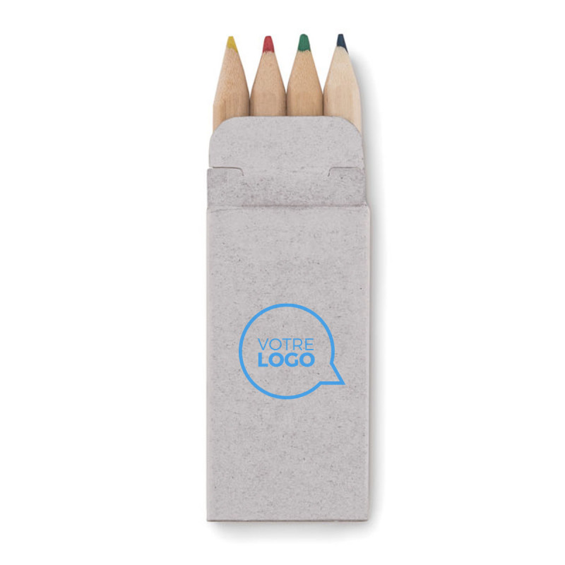 Etui publicitaire 6 crayons couleur en bois totalement personnalisable