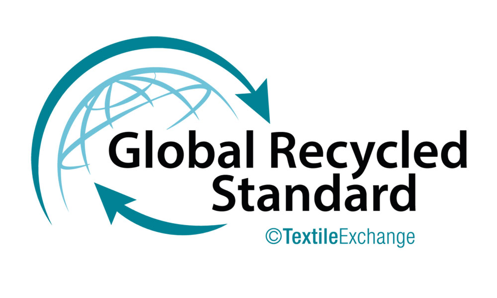 Logo officiel de la certification Global Recycled Standard, garantissant la traçabilité des matériaux recyclés.
